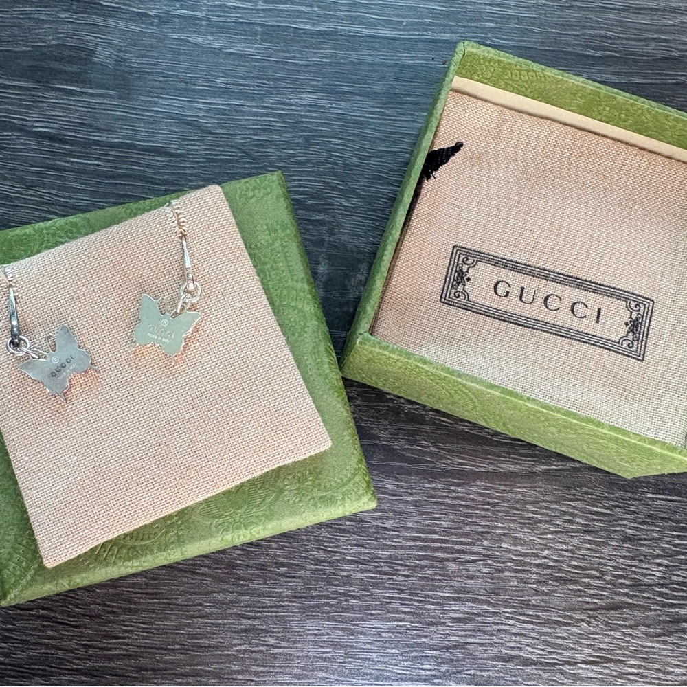 Gucci Silver Butterfly Dangle Earrings